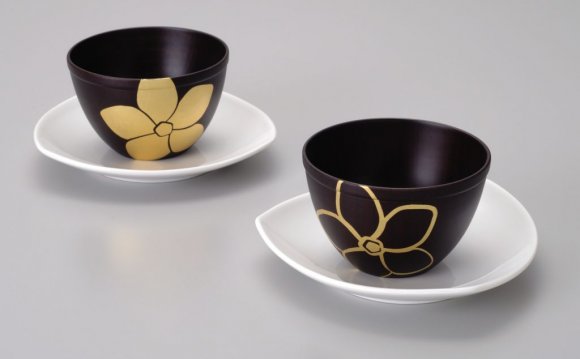 Gold Flower Black Bowl