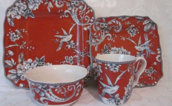 Red And White Toile Dinnerware