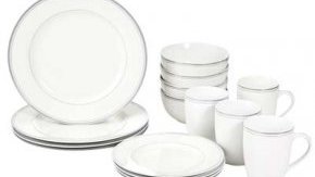 5. AmazonBasics Café Stripe Dinnerware Set