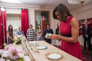 First Lady Michelle Obama previews the china patterns